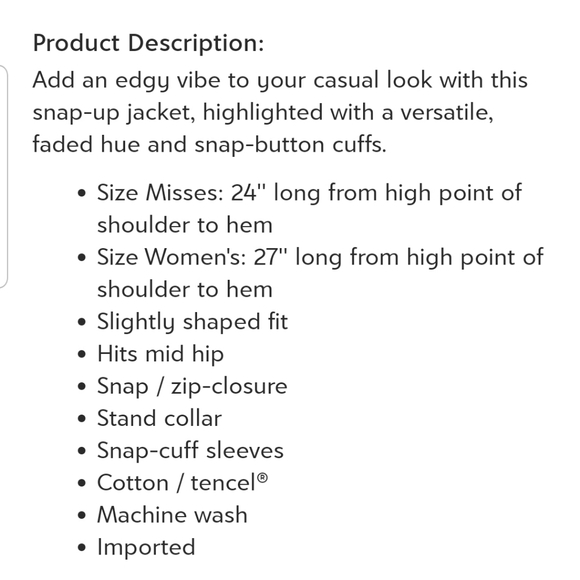 Coldwater Creek World Traveler Snap front Jacket - Picture 7 of 7